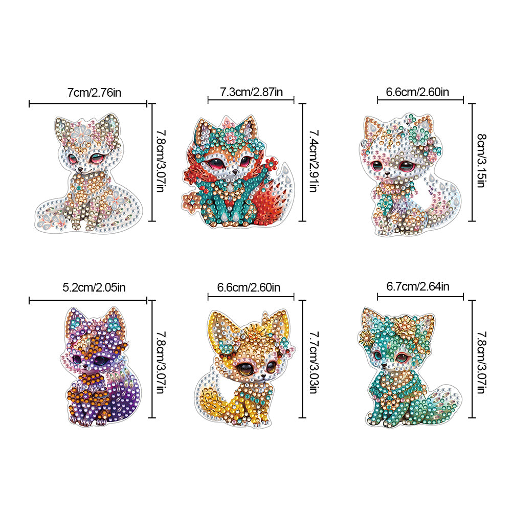 6PCS Diamond Painting Magnets Refrigerator for Adults Kids Beginners (Funny Fox)