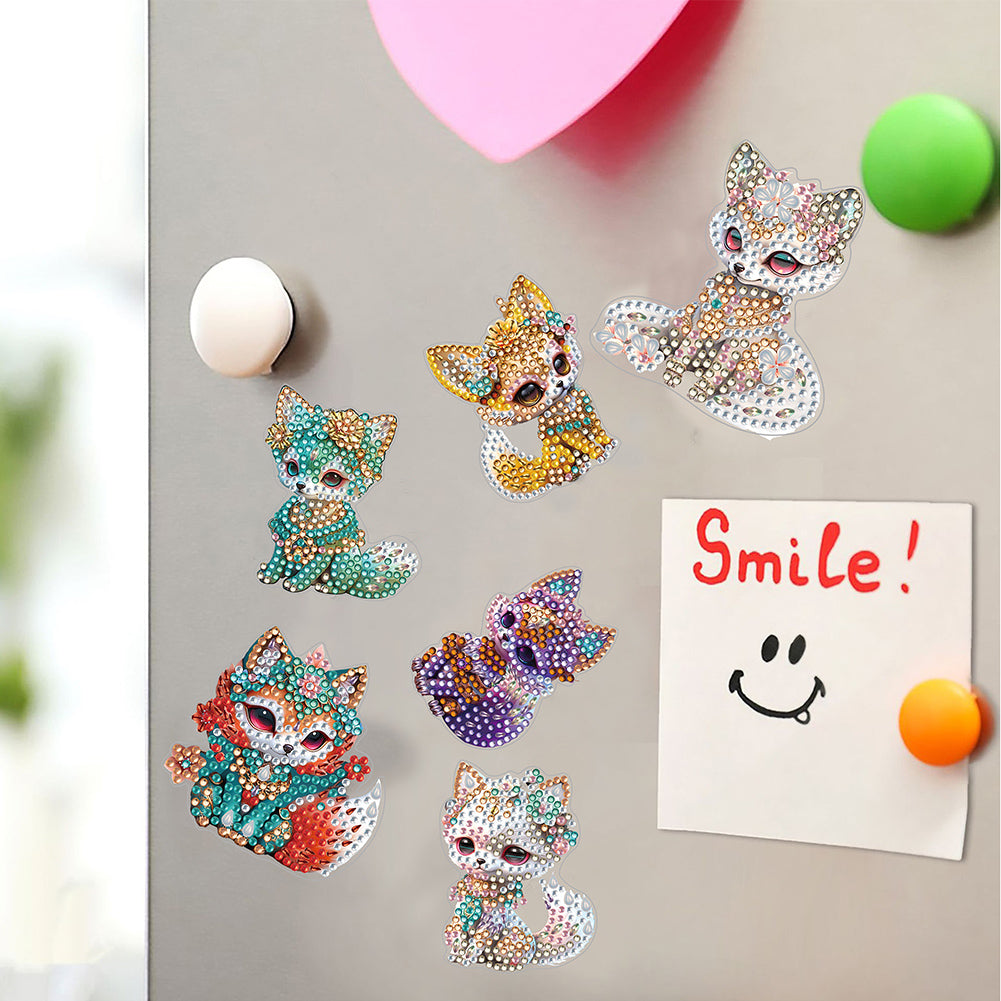 6PCS Diamond Painting Magnets Refrigerator for Adults Kids Beginners (Funny Fox)