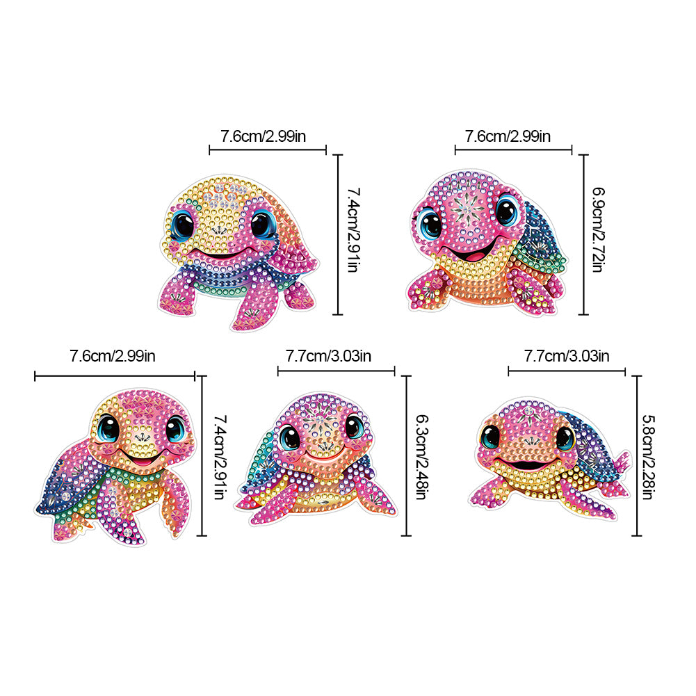 5PCS Diamond Painting Magnets Refrigerator for Adults Kids (Colourful Turtle)