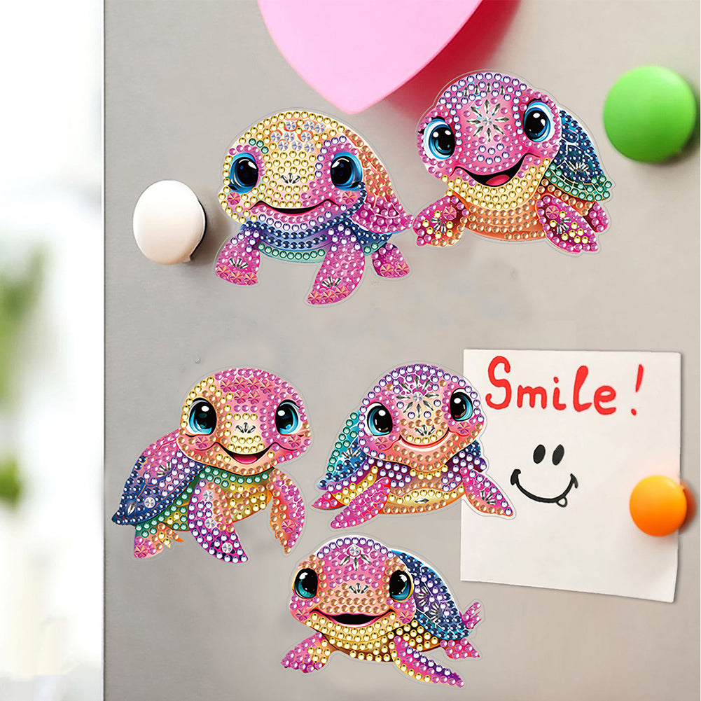 5PCS Diamond Painting Magnets Refrigerator for Adults Kids (Colourful Turtle)