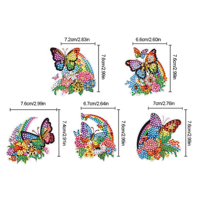5PCS Diamond Painting Magnets Refrigerator for Adults Kids (Garden Butterfly)