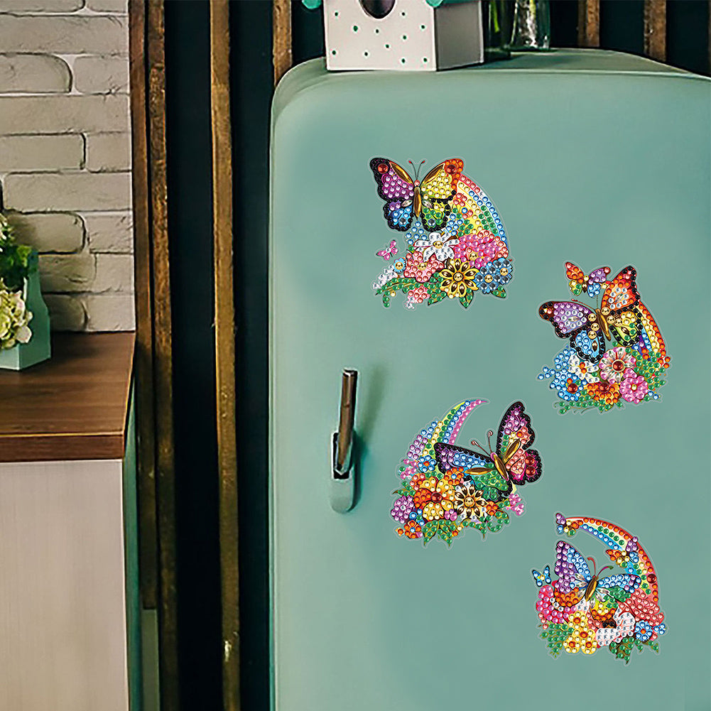 5PCS Diamond Painting Magnets Refrigerator for Adults Kids (Garden Butterfly)