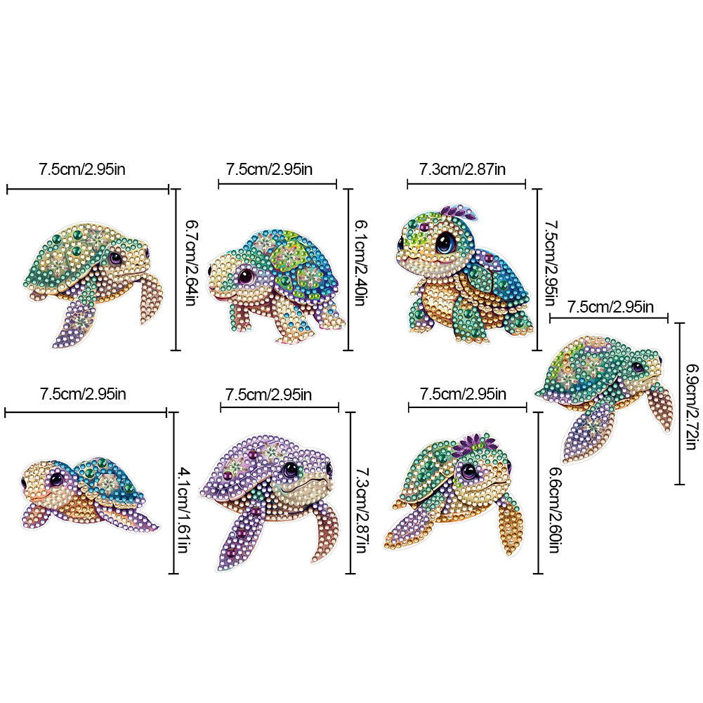 7PCS Diamond Painting Magnets Refrigerator for Adults Kids (Deep Sea Turtle)