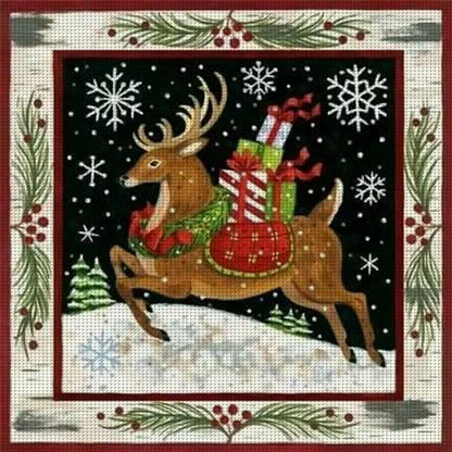 Christmas Elk - 11CT Stamped Cross Stitch 50*50CM(Joy Sunday)