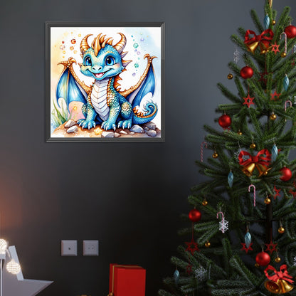 Sapphire Blue Dinosaur - Full Round Drill Diamond Painting 40*40CM