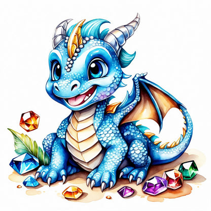 Gem Happy Dinosaur - Full Round Drill Diamond Painting 40*40CM