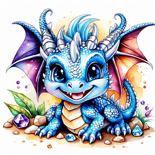 Gem Happy Dinosaur - Full Round Drill Diamond Painting 40*40CM