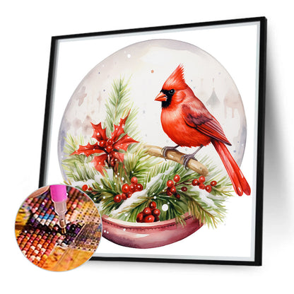 Cardinal In The Crystal Ball - Full Round Drill Diamond Painting 40*40CM