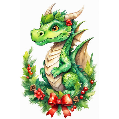 Dinosaur On Festive Branch - Full Round Drill Diamond Painting 40*60CM