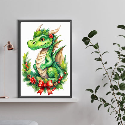 Dinosaur On Festive Branch - Full Round Drill Diamond Painting 40*60CM