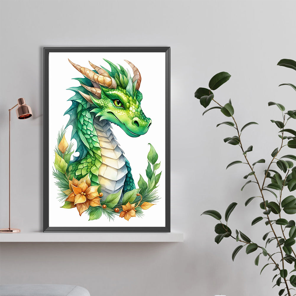 Dinosaur On Festive Flower Branch - Full Round Drill Diamond Painting 40*60CM