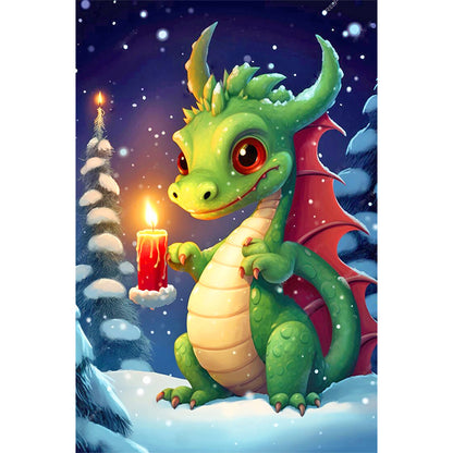 Christmas Candle Cartoon Dragon - Full Round Drill Diamond Painting 40*60CM