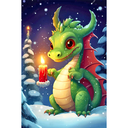 Christmas Candle Cartoon Dragon - Full Round Drill Diamond Painting 40*60CM