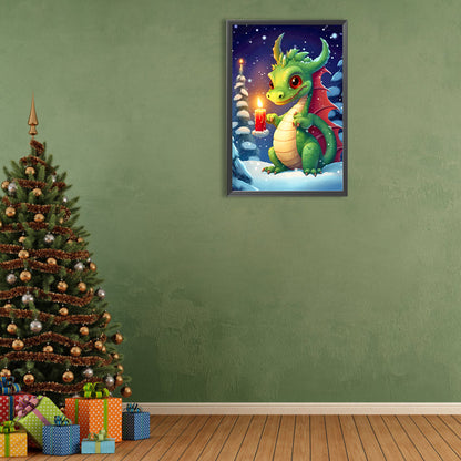 Christmas Candle Cartoon Dragon - Full Round Drill Diamond Painting 40*60CM