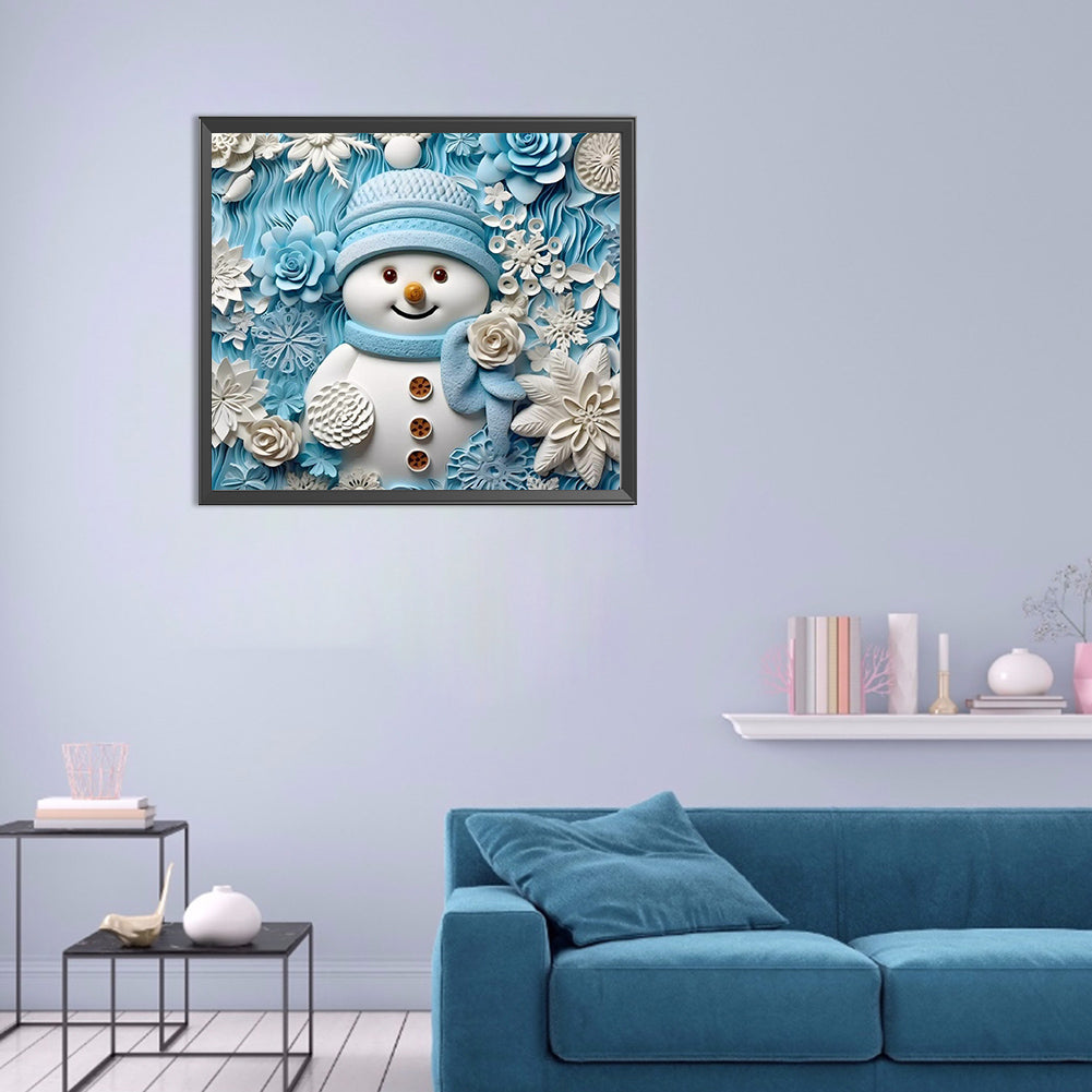 3D Textured Snowman - Full Round Drill Diamond Painting 40*35CM