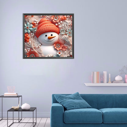 3D Textured Snowman - Full Round Drill Diamond Painting 40*35CM