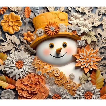 3D Textured Snowman - Full Round Drill Diamond Painting 40*35CM