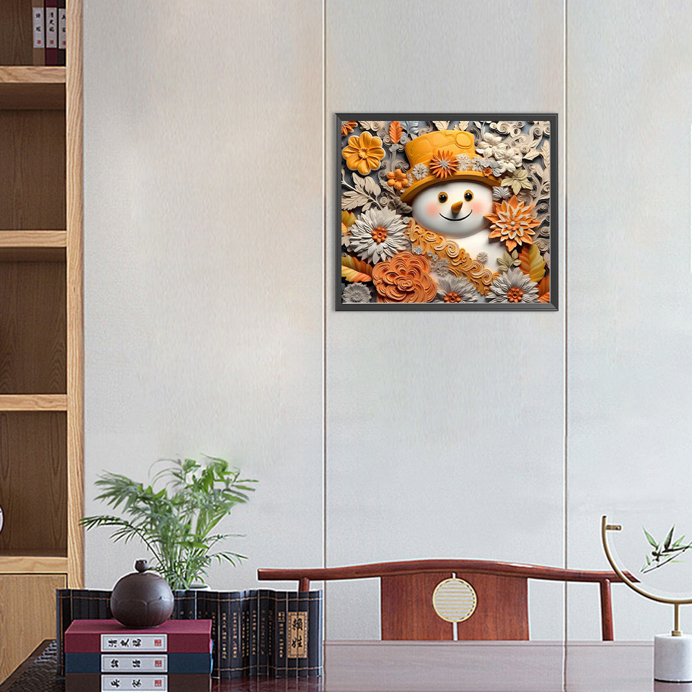 3D Textured Snowman - Full Round Drill Diamond Painting 40*35CM