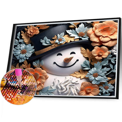 3D Textured Snowman - Full Round Drill Diamond Painting 40*35CM