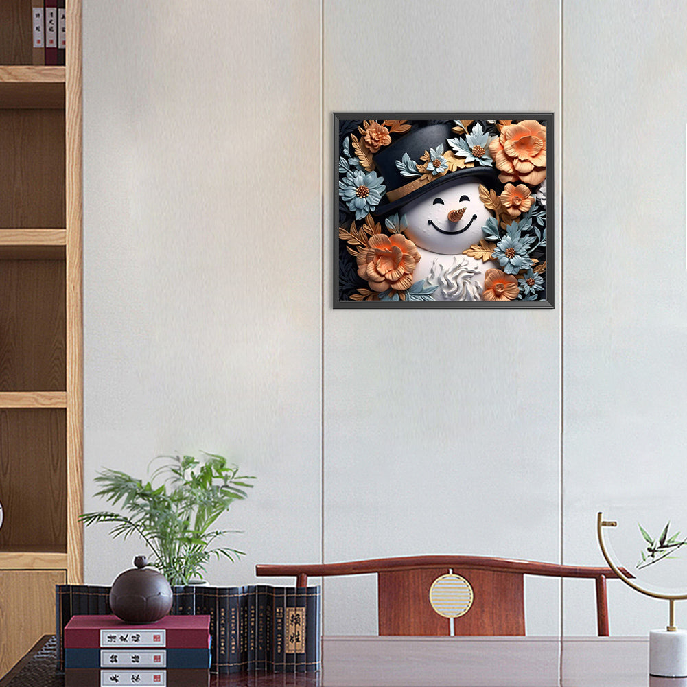 3D Textured Snowman - Full Round Drill Diamond Painting 40*35CM