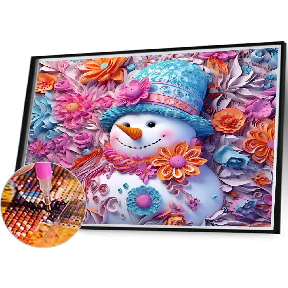 3D Textured Snowman - Full Round Drill Diamond Painting 40*35CM