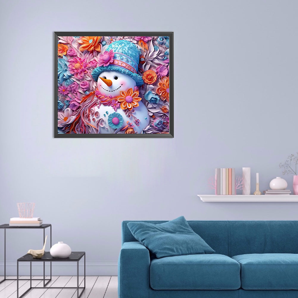 3D Textured Snowman - Full Round Drill Diamond Painting 40*35CM