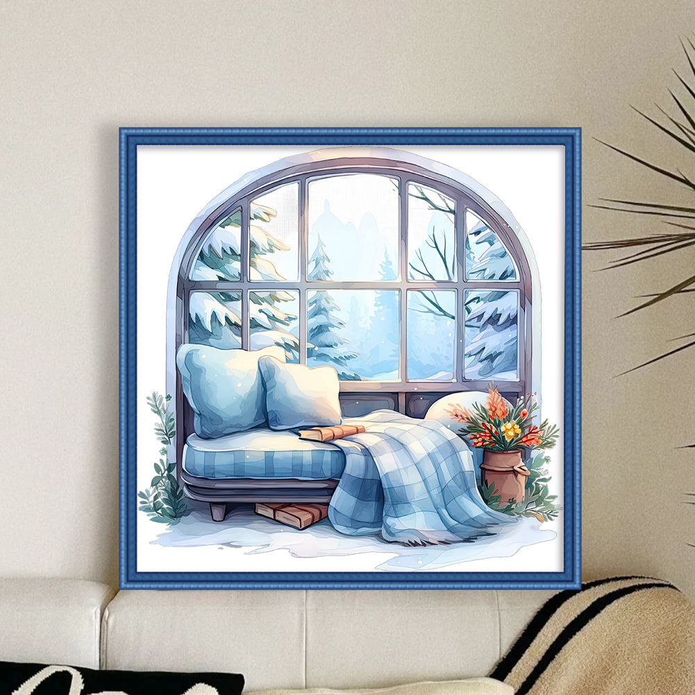 Winter Windowsill - 11CT Stamped Cross Stitch 50*50CM(Joy Sunday)