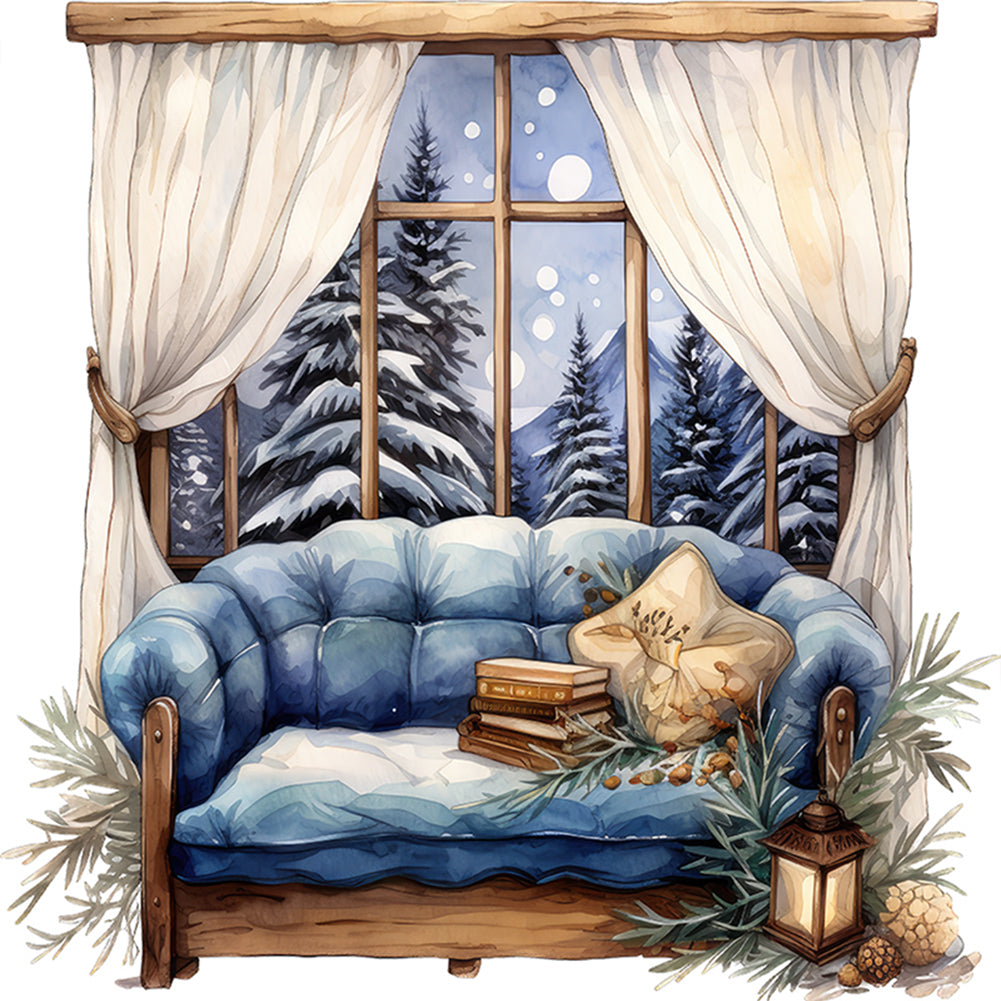 Winter Windowsill - 11CT Stamped Cross Stitch 50*50CM(Joy Sunday)