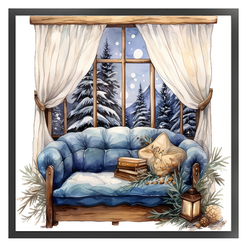 Winter Windowsill - 11CT Stamped Cross Stitch 50*50CM(Joy Sunday)