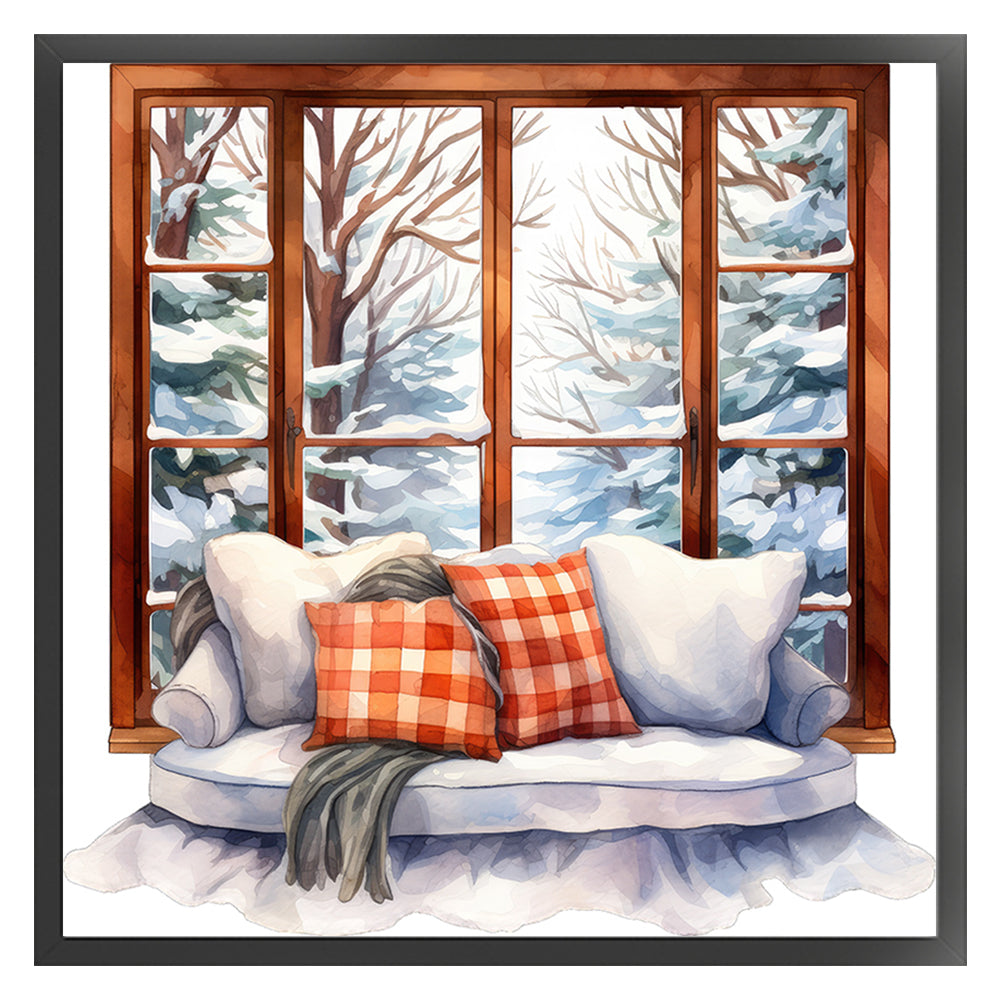 Winter Windowsill - 11CT Stamped Cross Stitch 50*50CM(Joy Sunday)