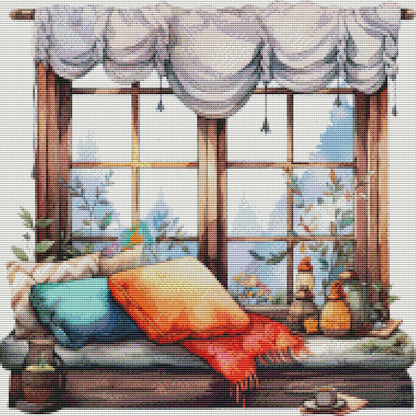 Winter Windowsill - 11CT Stamped Cross Stitch 50*50CM(Joy Sunday)