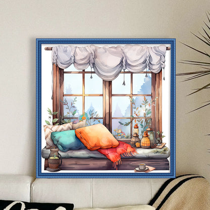 Winter Windowsill - 11CT Stamped Cross Stitch 50*50CM(Joy Sunday)