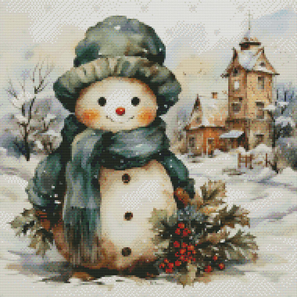 Snowman - 11CT Stamped Cross Stitch 50*50CM(Joy Sunday)