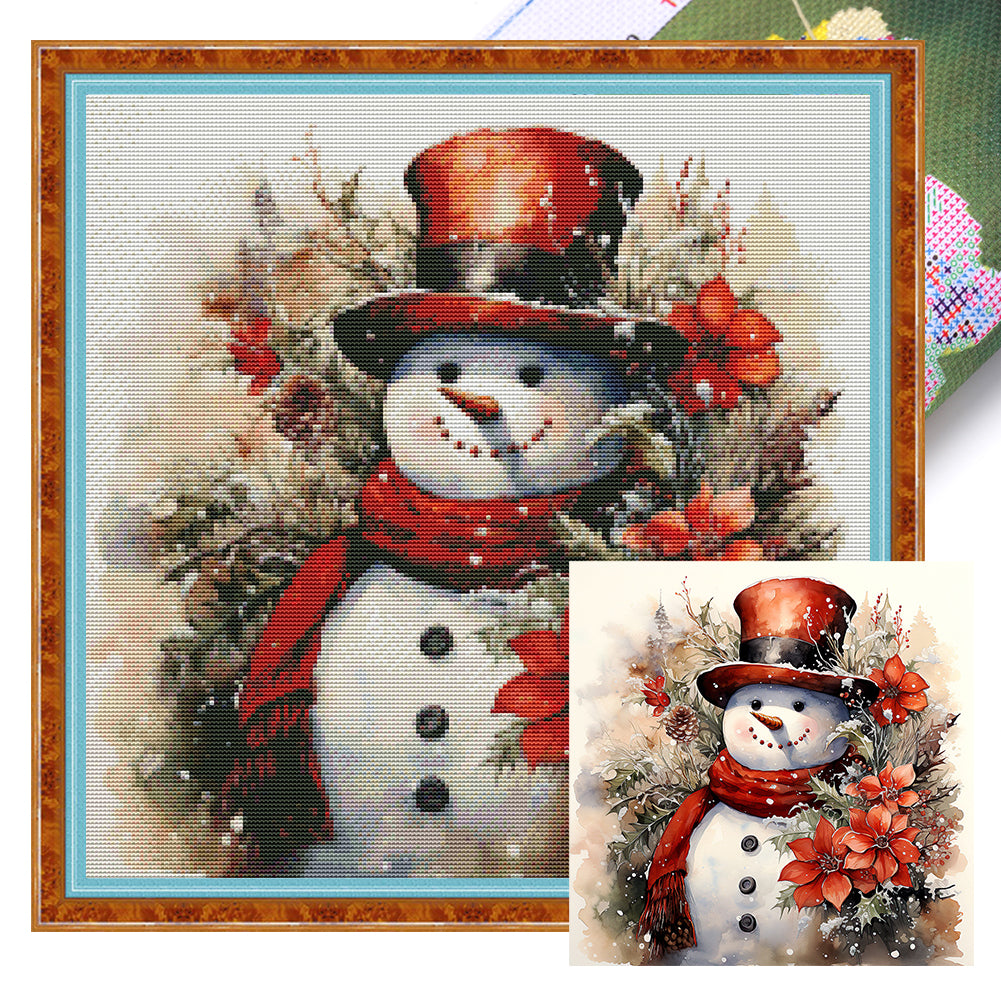 Snowman - 11CT Stamped Cross Stitch 50*50CM(Joy Sunday)