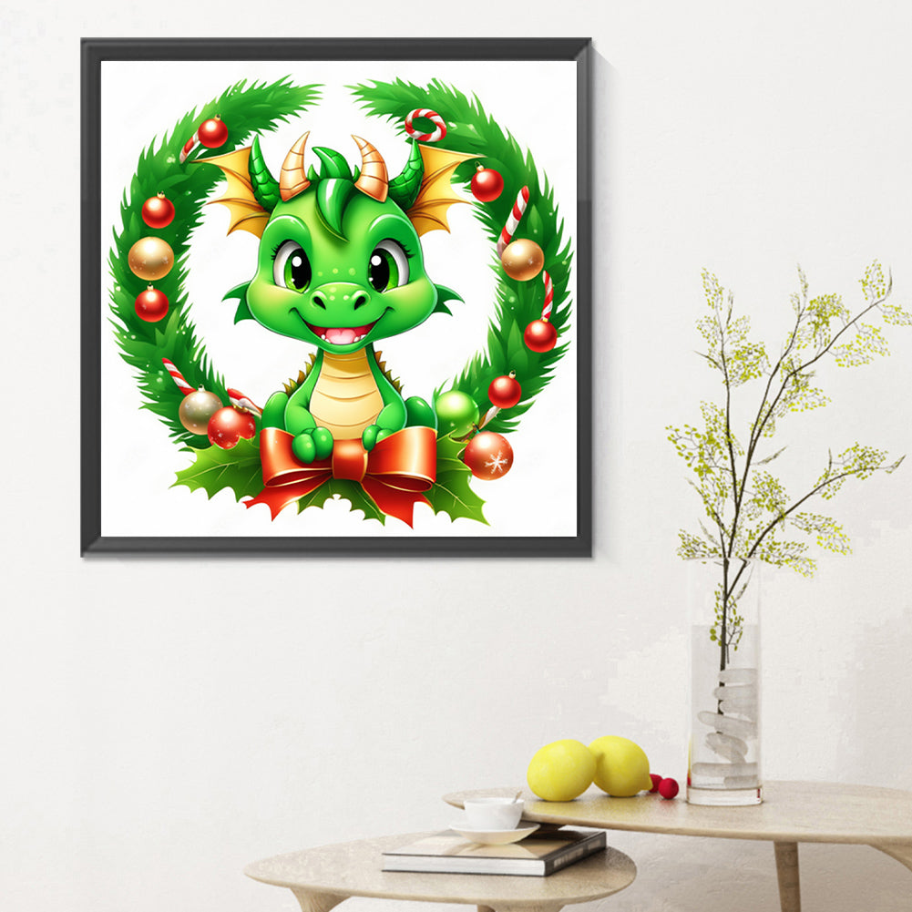 Dragon In Garland - Full Round Drill Diamond Painting 30*30CM
