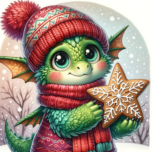 Dragon Holding Star Cookies - Full Round Drill Diamond Painting 30*30CM