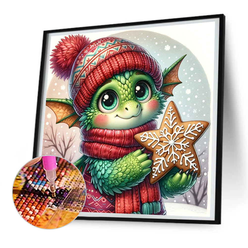 Dragon Holding Star Cookies - Full Round Drill Diamond Painting 30*30CM