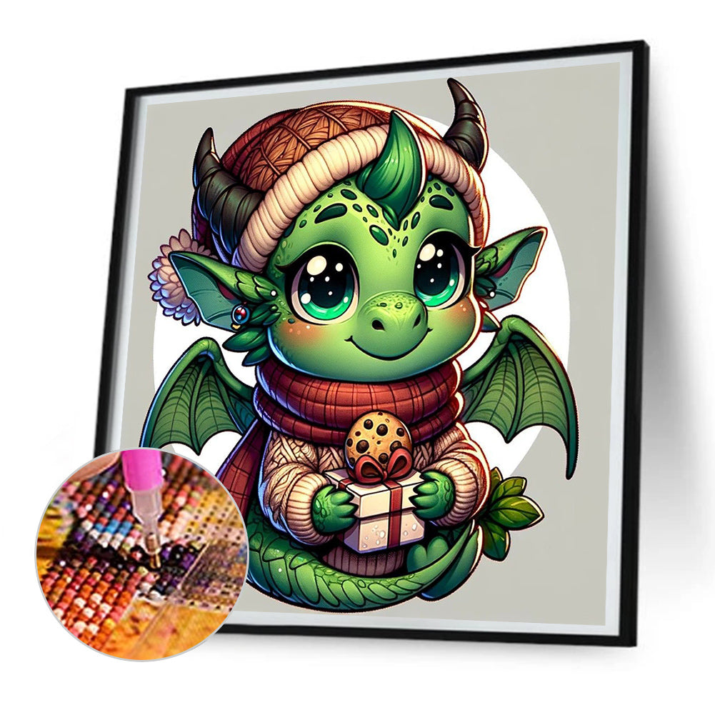 Dragon Holding Gift - Full Round Drill Diamond Painting 30*30CM