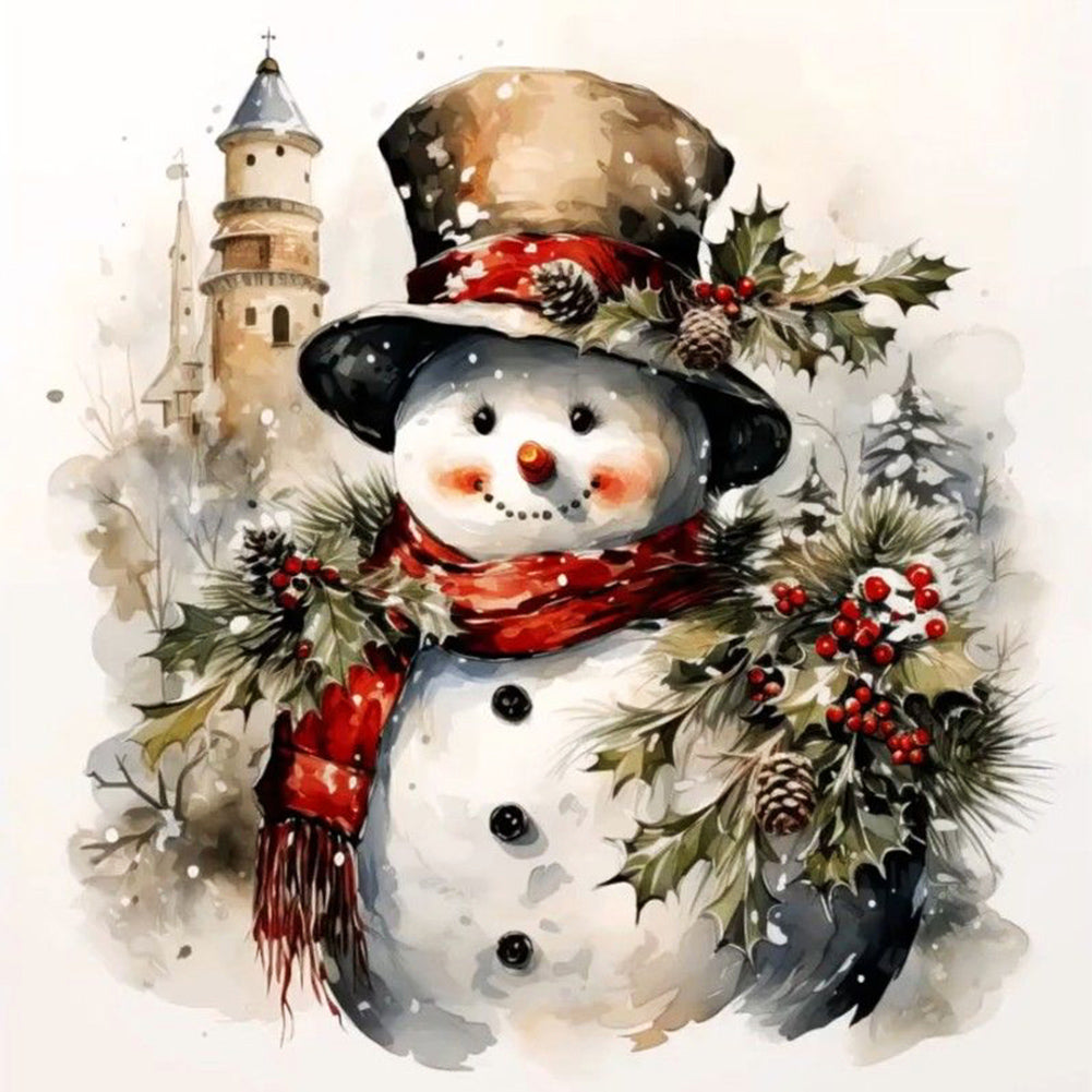 Building Snowman - Full Round Drill Diamond Painting 30*30CM