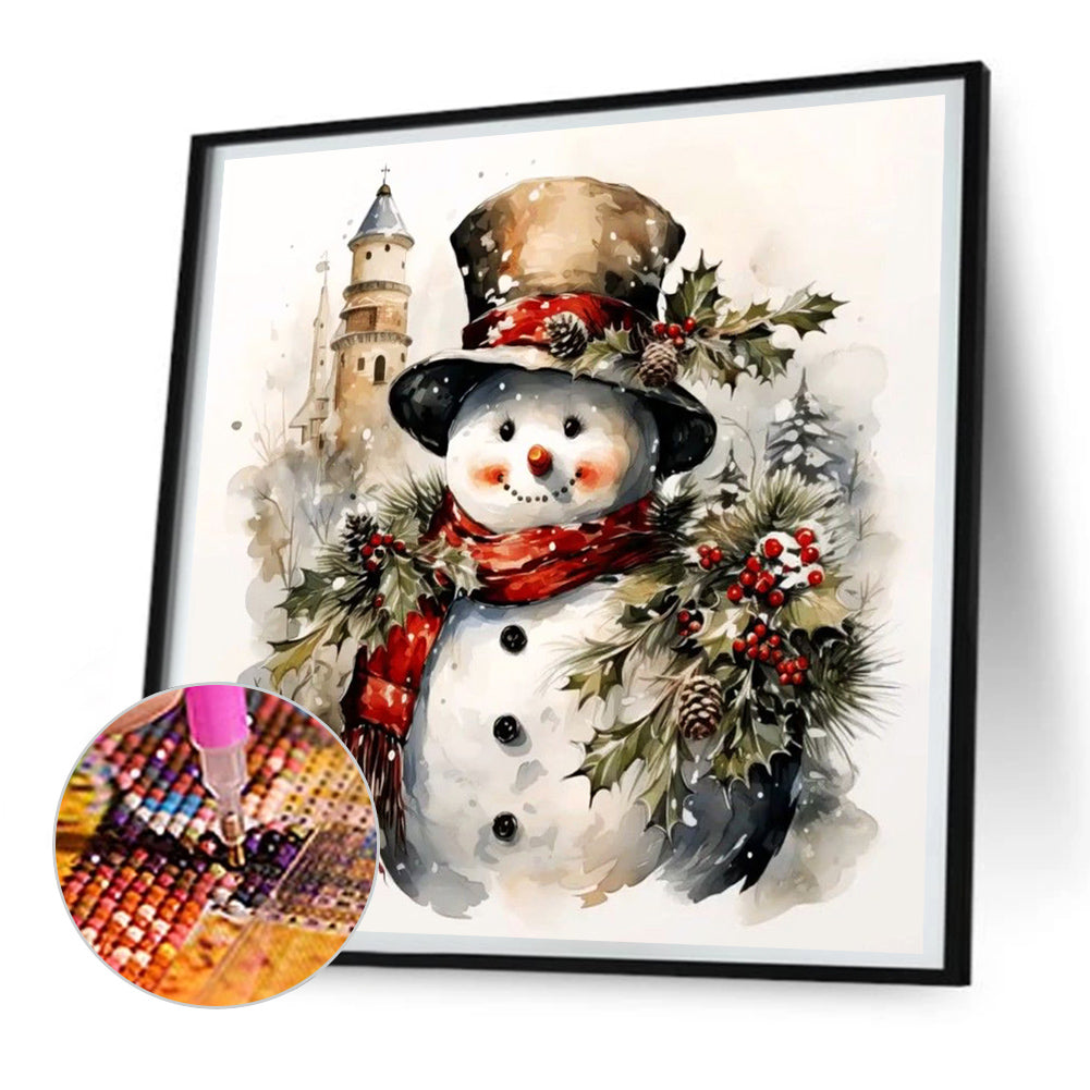 Building Snowman - Full Round Drill Diamond Painting 30*30CM