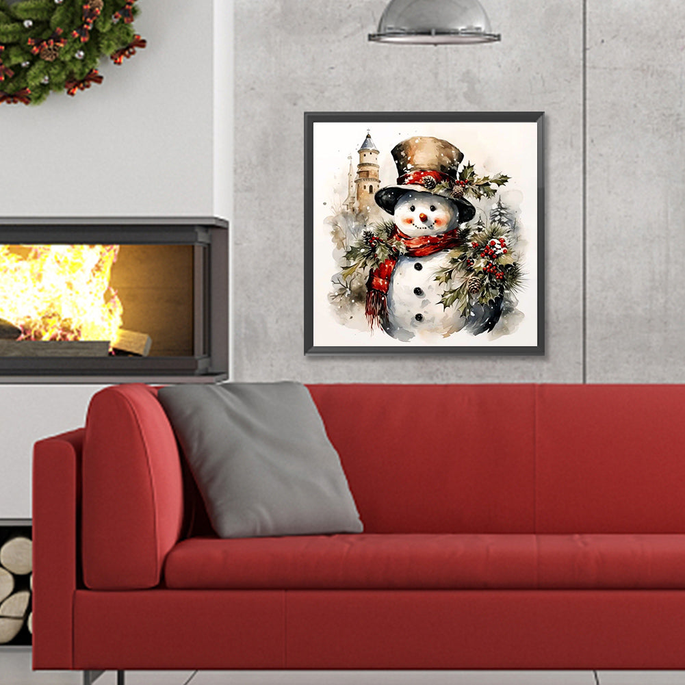 Building Snowman - Full Round Drill Diamond Painting 30*30CM