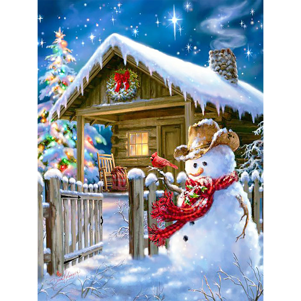 Winter Snowman - Full Round Drill Diamond Painting 30*40CM