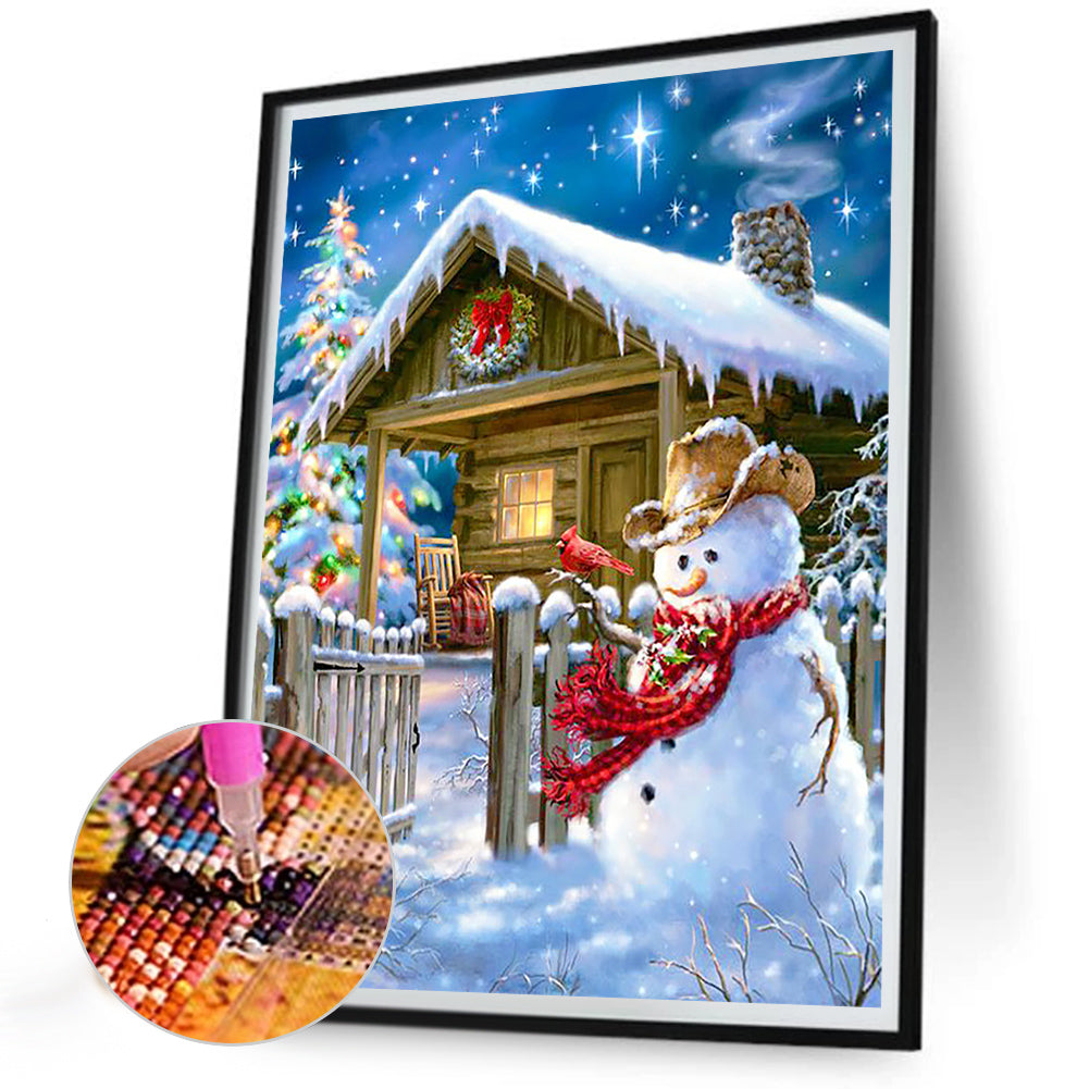 Winter Snowman - Full Round Drill Diamond Painting 30*40CM