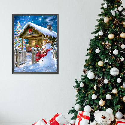 Winter Snowman - Full Round Drill Diamond Painting 30*40CM