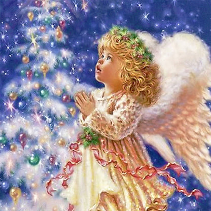 Christmas Angel Kid - Full Round Drill Diamond Painting 30*30CM