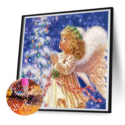 Christmas Angel Kid - Full Round Drill Diamond Painting 30*30CM