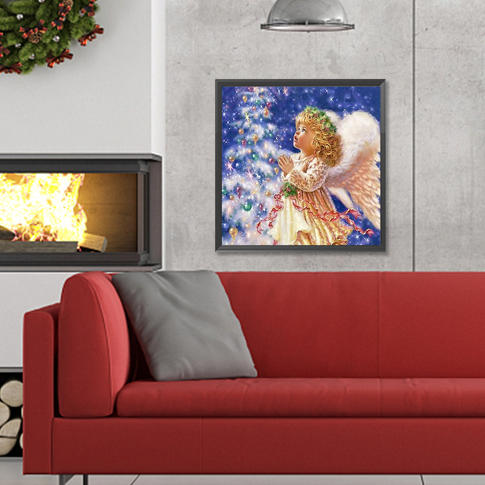 Christmas Angel Kid - Full Round Drill Diamond Painting 30*30CM