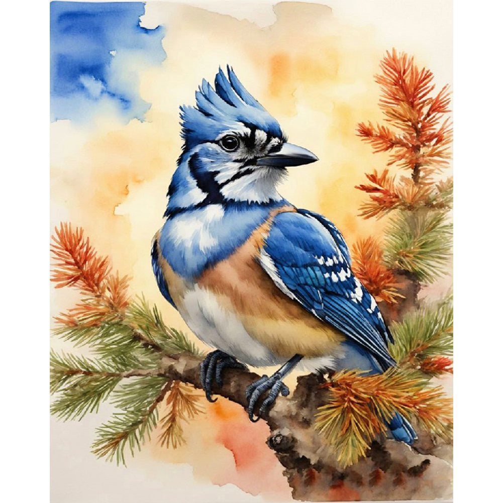 Blue Tit In The Woods - 11CT Stamped Cross Stitch 40*50CM(Joy Sunday)