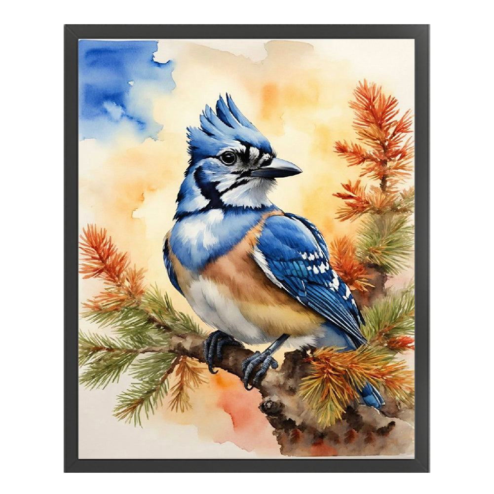 Blue Tit In The Woods - 11CT Stamped Cross Stitch 40*50CM(Joy Sunday)