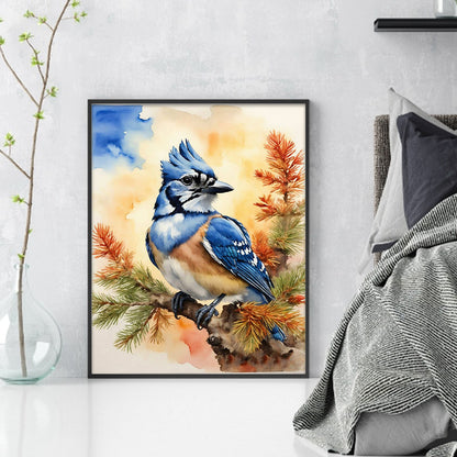 Blue Tit In The Woods - 11CT Stamped Cross Stitch 40*50CM(Joy Sunday)